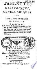 Tablettes historiques, généalogiques et chronologiques... [par Louis Chasot de Nantigny]