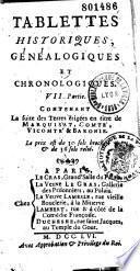 Tablettes historiques, généalogiques et chronologiques... [par Louis Chasot de Nantigny]