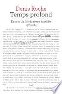 Temps profond - Essais de littérature arrêtée 1977-1984