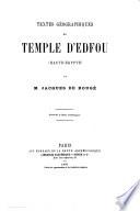 Textes géographiques du temple d'Edfou, Haute-Égypte