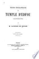 Textes géographiques du temple d'Edfou (Haute-Égypte).