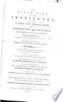 The First Part of the Institutes of the Laws of England