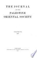 The Journal of the Palestine Oriental Society