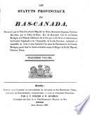 The provincial statutes of Lower-Canada