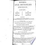 The royal dictionary abridged. French and English. English and French. Prieur