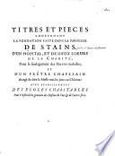 Titres et pieces concernant la fondation faite dans la paroisse de stains d'un hopital, et de deux soeurs de la charite ... et d'un pretre chapelain ...