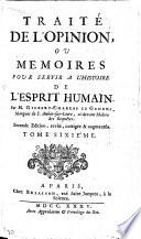 Traité de l'Opinion, ou mémoires pour servir à l'histoire de l'esprit humain