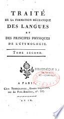 Traité de la formation méchanique des langues, et des principes physiques de l'étymologie