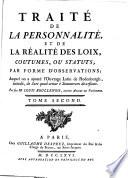 Traité de la personnalité, et de la réalité des loix ...
