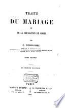 Traité du mariage et de la séparation de corps