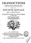 Transactions Philosophiques de la Société Royale de Londres