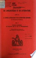 Travaux de linguistique et de littérature