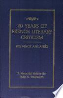 Twenty Years of French Literary Criticism