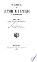 Un chapitre de l'histoire de l'imprimerie à Montauban