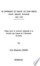Un défenseur de Pascal au XVIIIe siècle