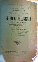 Un dernier mot et quelques documents sur Geoffroy de Lusignan dit la Grand'Dent