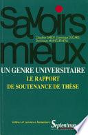 Un genre universitaire : le rapport de soutenance de thèse