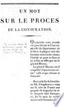 Un mot sur le procès de la conjuration