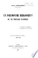Un pseudonyme bergsonien? Ou le présage inaperçu
