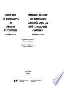 Union List of Manuscripts in Canadian Repositories
