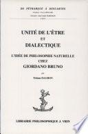 Unité de l'être et dialectique