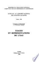 Usages et représentations de l'eau