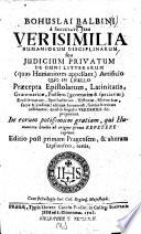 Verisimilia humaniorum disciplinarum