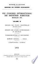 VIII. Congrès international des industries agricoles, Bruxelles 1950