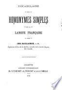 Vocabulaire des homonymes simples de la langue française