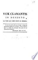 Vox clamantis in deserto. La voix qui crie dans le désert