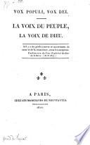 Vox populi, vox dei. La voix du peuple, la voix de dieu