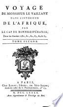 Voyage de M. Le Vaillant dans l'intérieur de l'Afrique