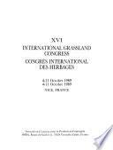 XVI International Grassland Congress, 4-11 October 1989: Proceedings