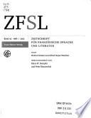 ZFSL, Zeitschrift für französische Sprache und Literatur