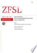 ZFSL, Zeitschrift für französische Sprache und Literatur