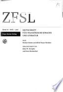 ZFSL, Zeitschrift für französische Sprache und Literatur
